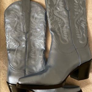 Jeffrey Campbell Dagget Cowboy Boot in Light Blue Metallic